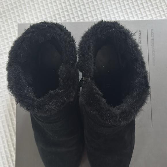 Aquatalia black suede wedge booties, size 9. - Picture 4 of 6